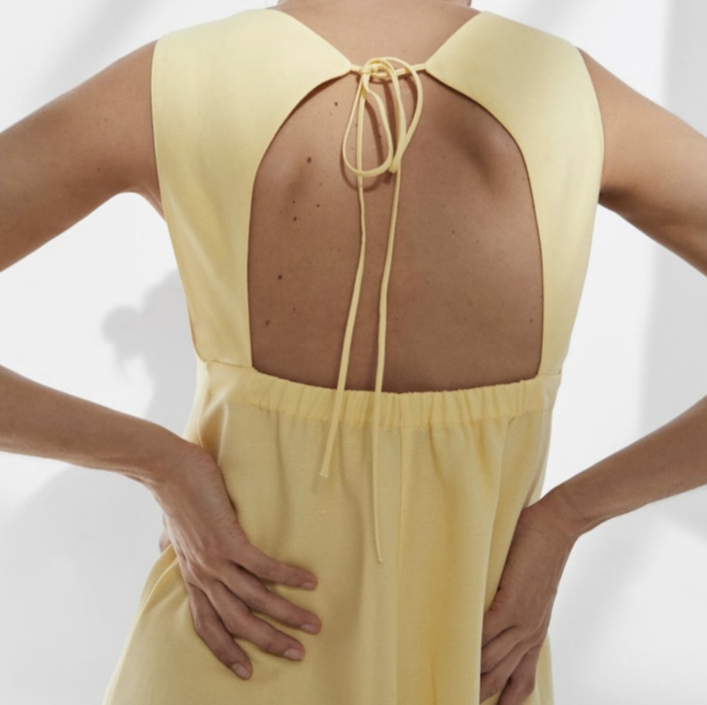 Massimo Dutti Yellow Dress With Open Back